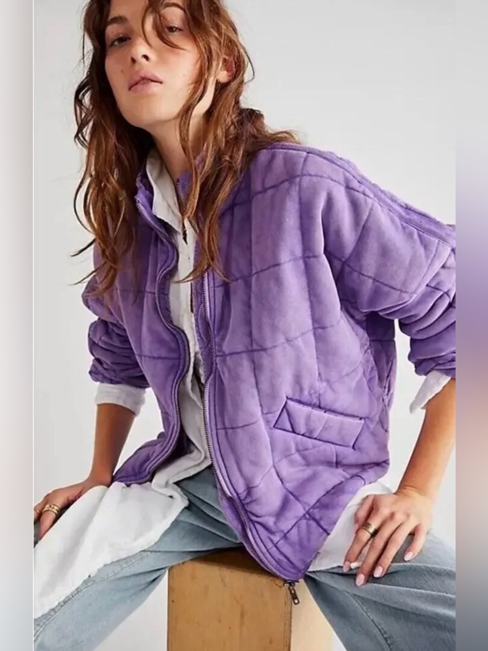 Free People Purple Quilted Jacket, Size S, From Yellowjackets TV Show Wardrobe